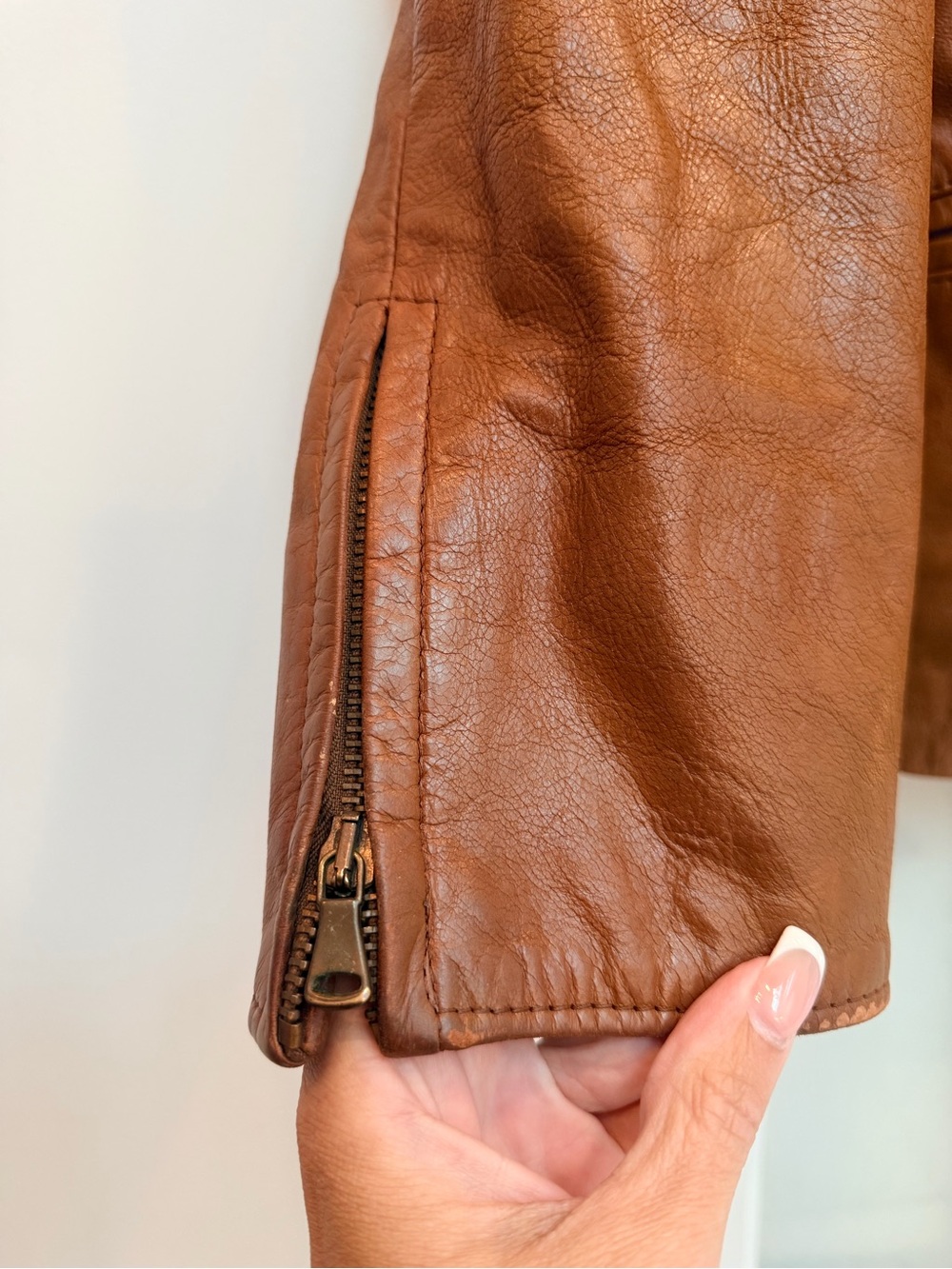 Vintage Gardini 70’s Made in Italy Chestnut Brown Leather Zip Moto Jacket Size M - Picture 6 of 16